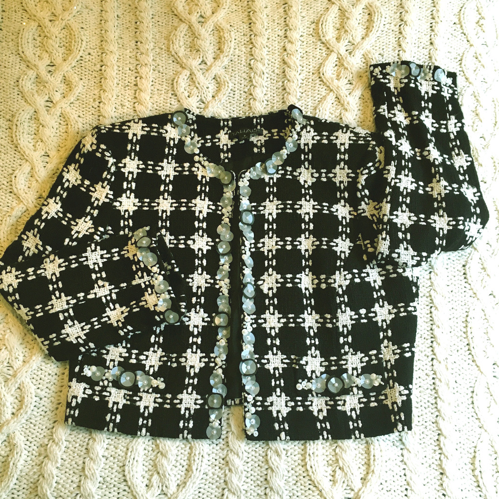 Tahari Black and White Matador Jacket